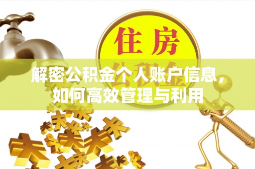 南开解密公积金个人账户信息，如何高效管理与利用
